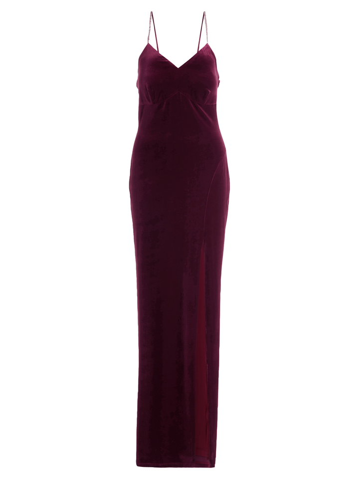 Bordeaux velvet kleed met glitter detail Vera Mont