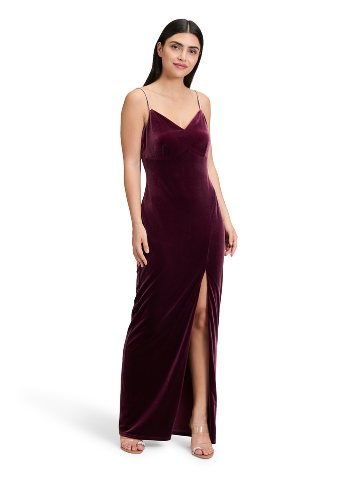 Bordeaux velvet kleed met glitter detail Vera Mont