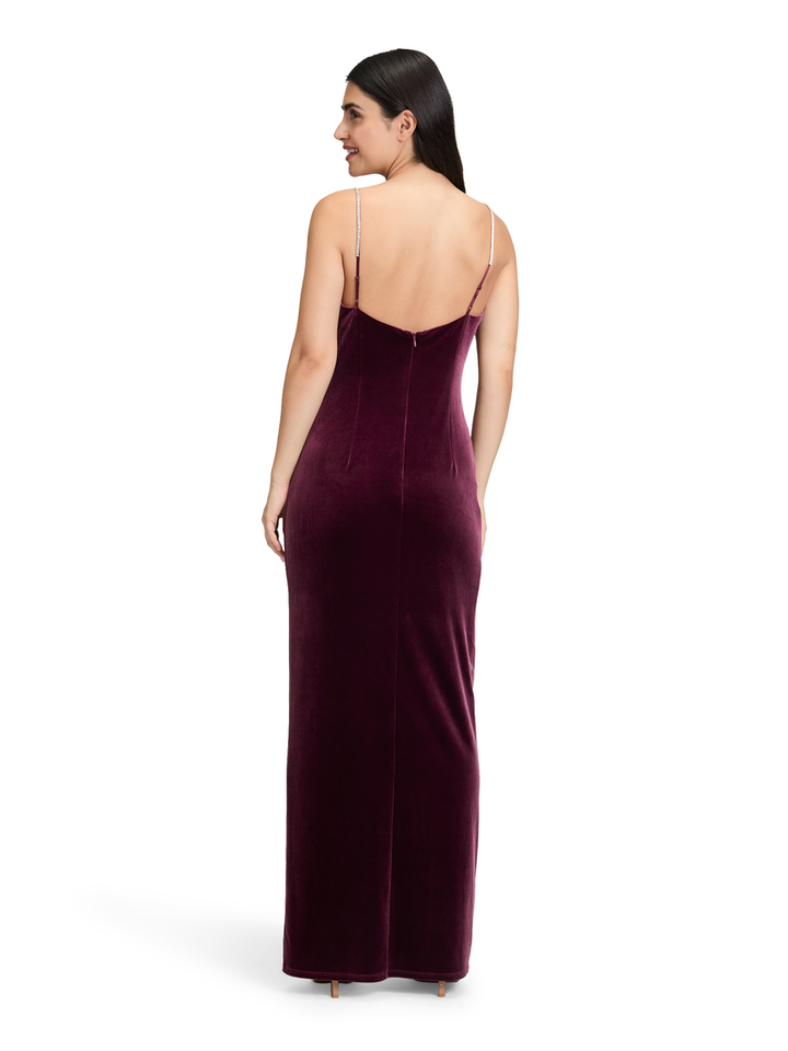 Bordeaux velvet kleed met glitter detail Vera Mont