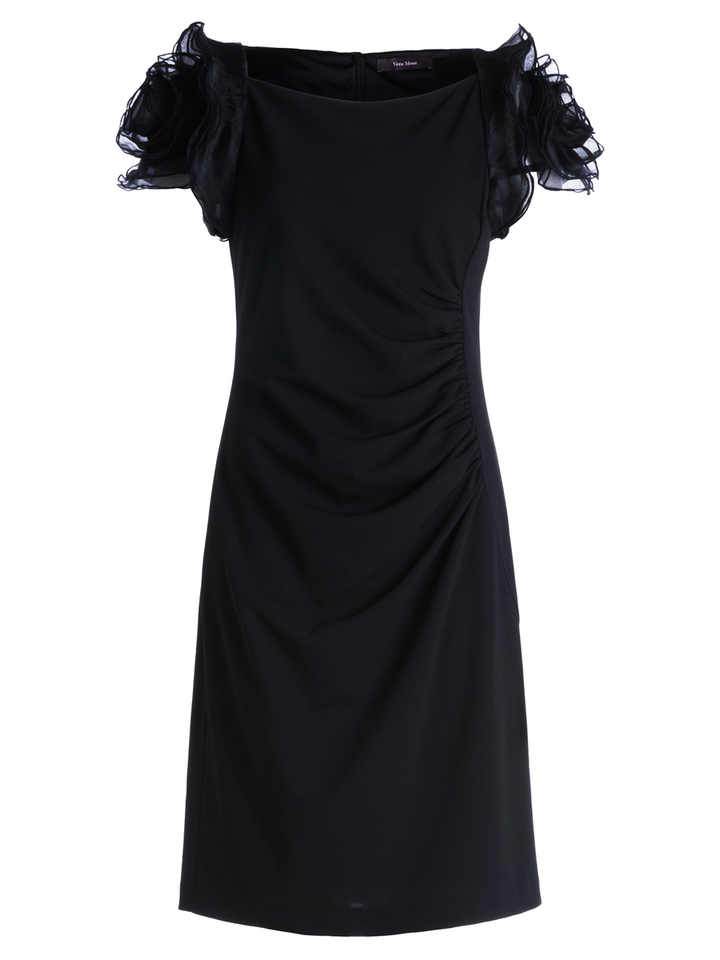 Zwarte feestjurk met speciaal detail aan de schouders Vera Mont