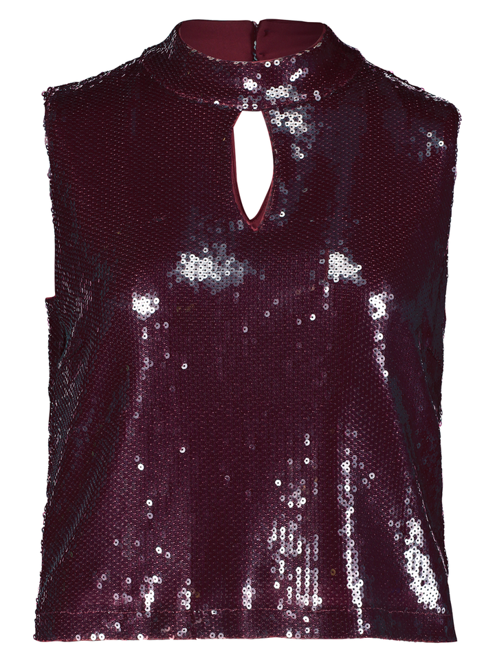 Bordeaux top in pailletten Vera Mont
