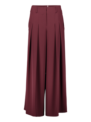 Bordeaux geklede wijde broek met bandplooi Vera Mont