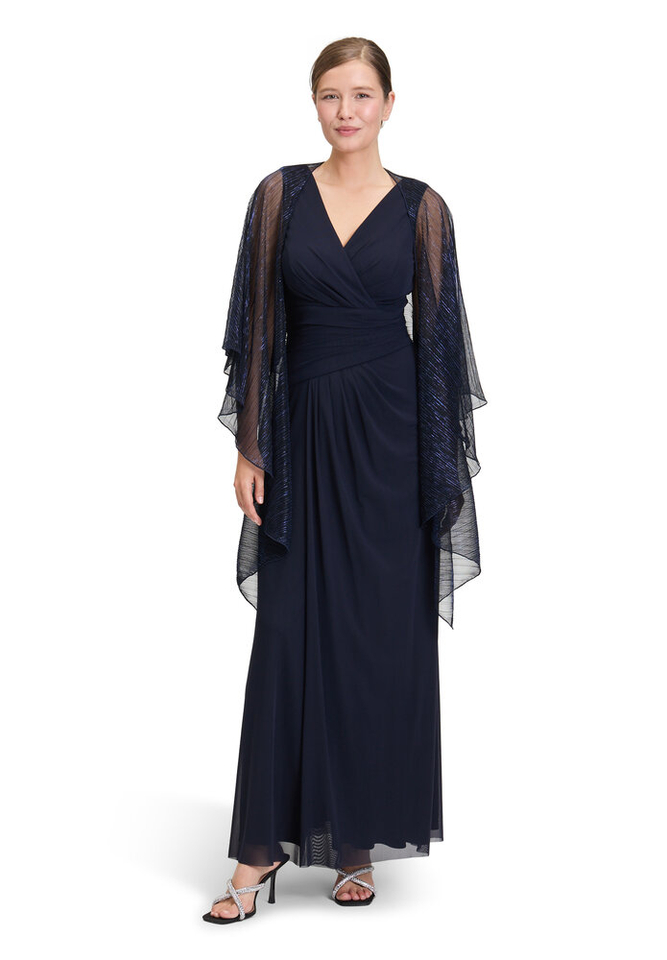 Donkerblauwe glittersjaal met sluiting Vera Mont