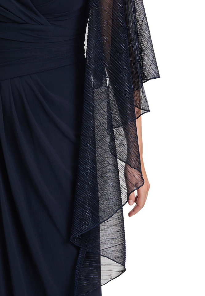 Donkerblauwe glittersjaal met sluiting Vera Mont