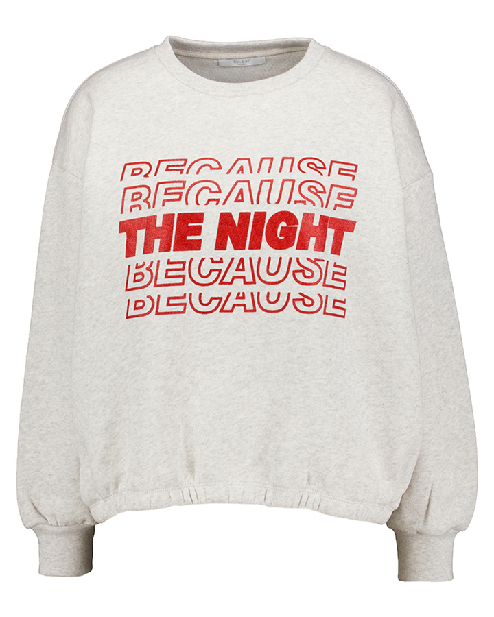 Grijze katoenen sweater met rode print Bodil By-Bar 