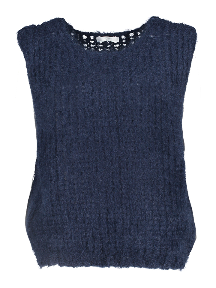 Donkerblauwe gebreide debardeur James Spencer By Bar 