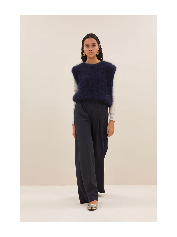 Donkerblauwe gebreide debardeur James Spencer By Bar 