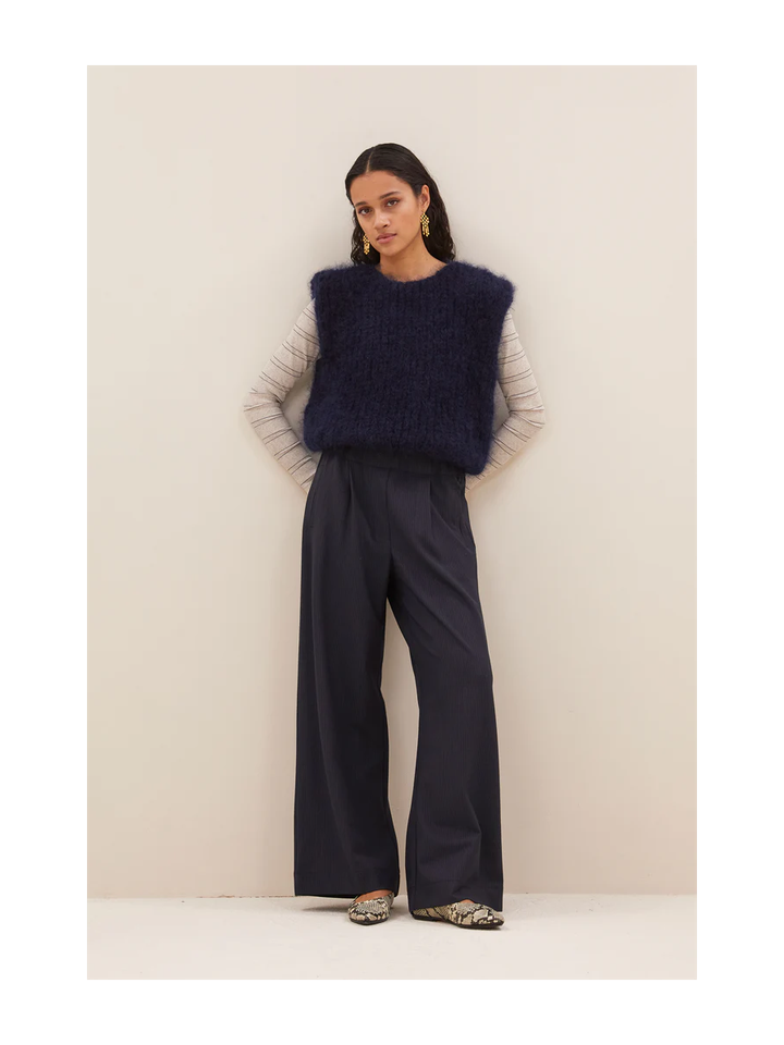 Donkerblauwe gebreide debardeur James Spencer By Bar 