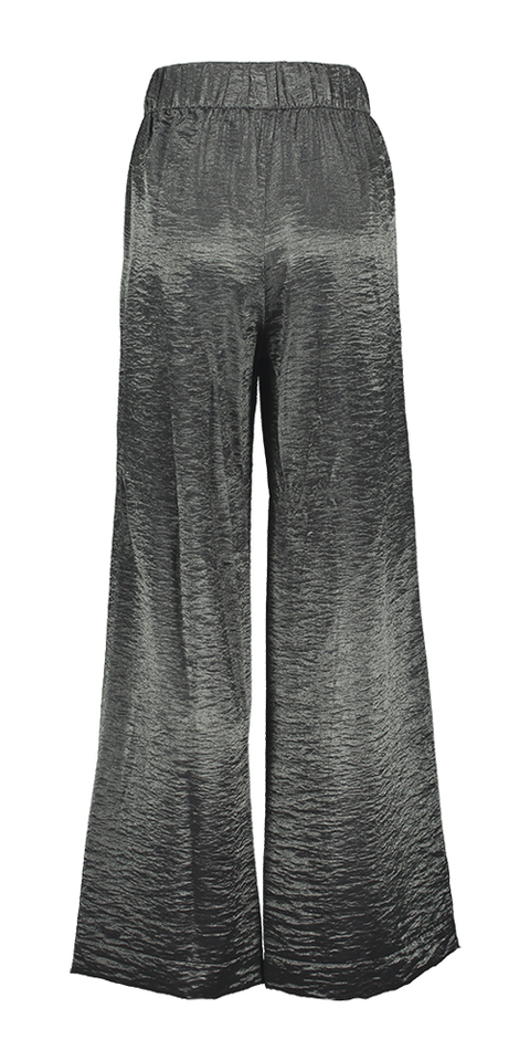 Grijze glanzende wijde broek met elastiek Benji Metallic By-Bar