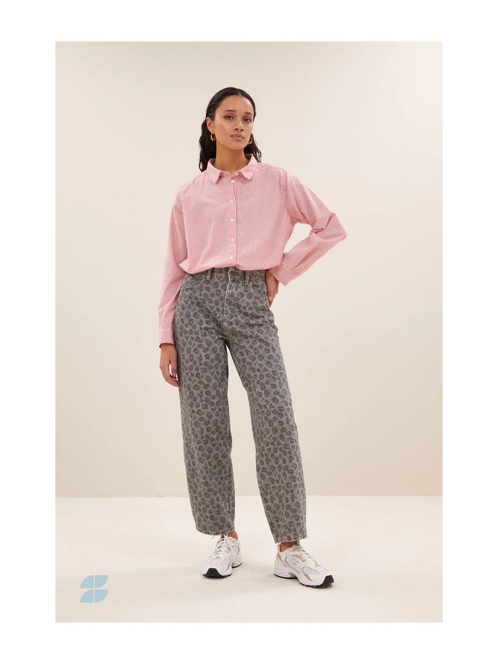 Grijze broek in dierenprint Lew Grey Cheetah By-Bar