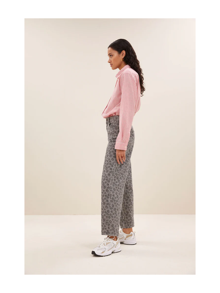 Grijze broek in dierenprint Lew Grey Cheetah By-Bar