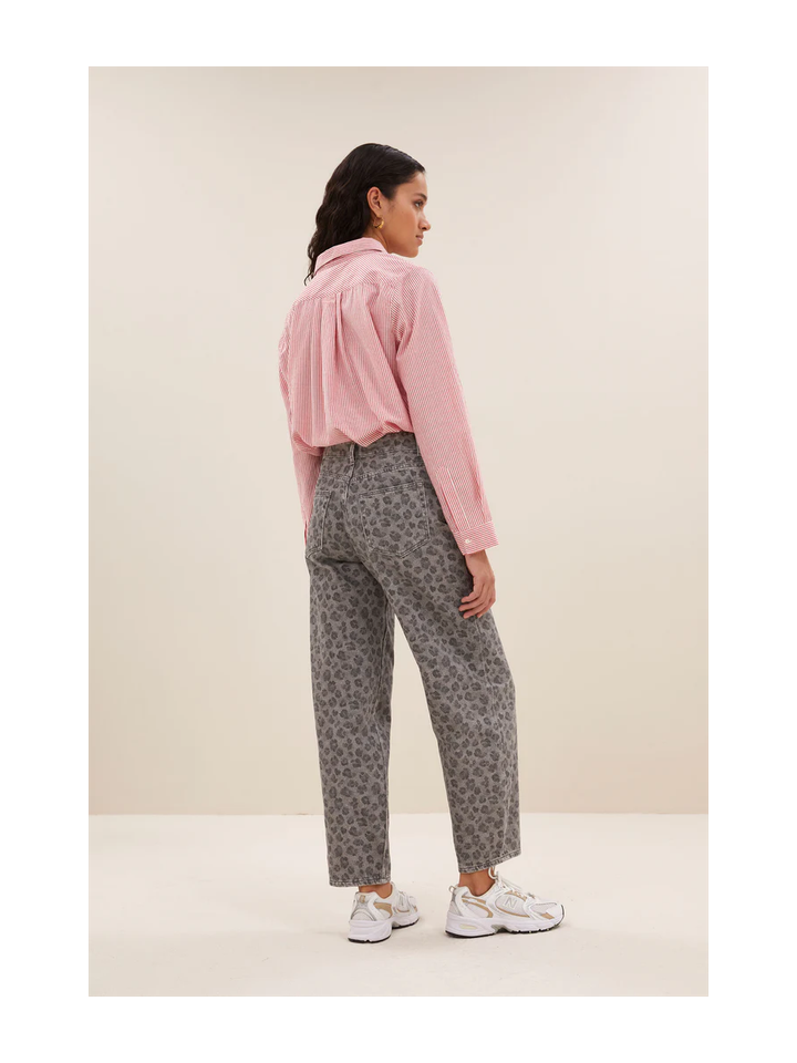 Grijze broek in dierenprint Lew Grey Cheetah By-Bar