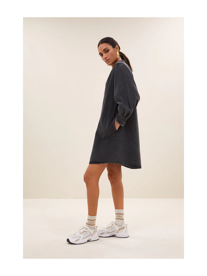 Zwarte jeansjurk Jina Dress By-Bar 