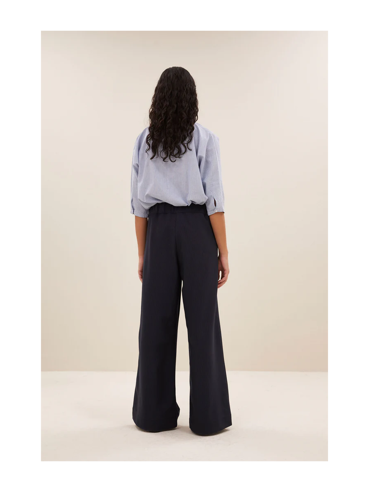 Blauwe lange broek met krijstrepen Benji Copper