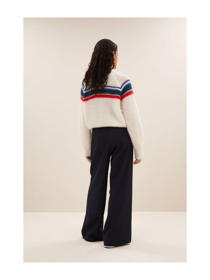 Beige gestreepte pul met wol Maggie By-Bar 