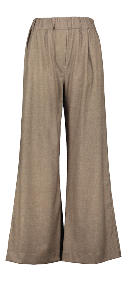 Bruinkleurige wijde broek met elastiek Benji Melange By-Bar
