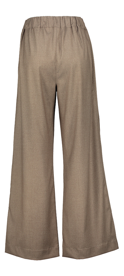 Bruinkleurige wijde broek met elastiek Benji Melange By-Bar