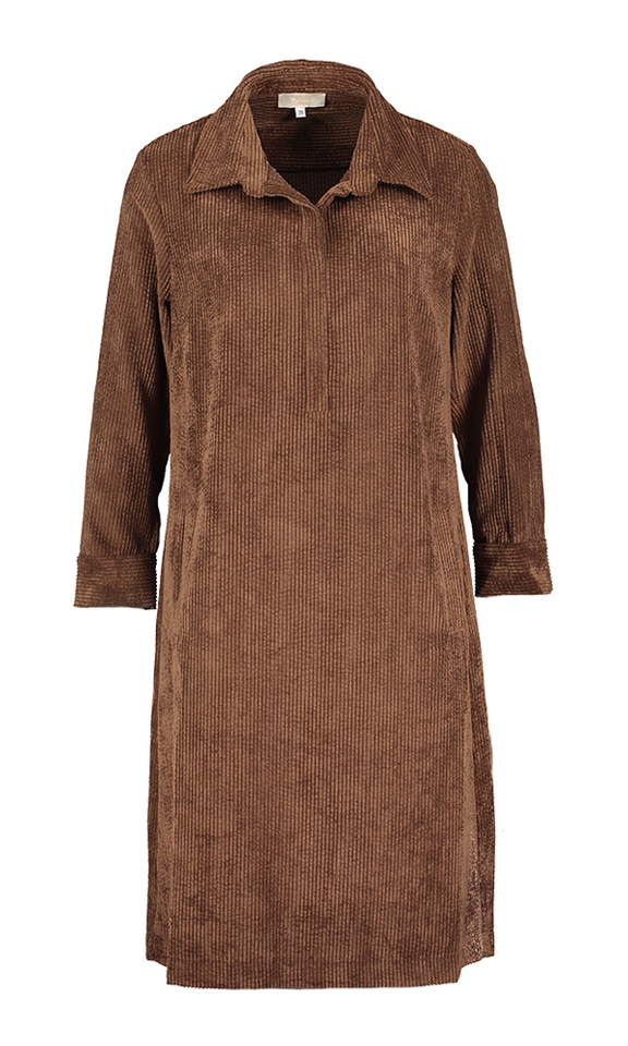 Bruine jurk in ribfluweel Signe Nature