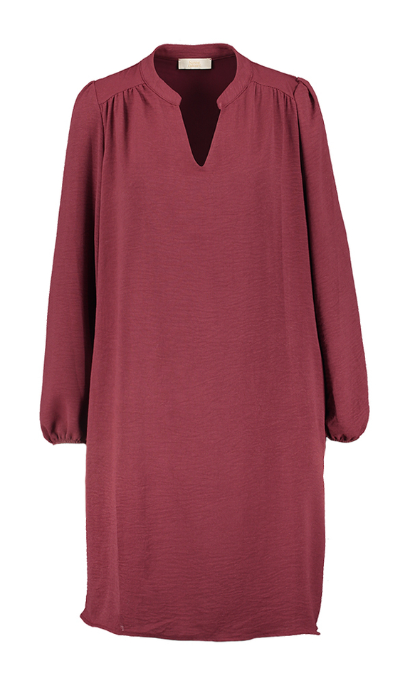 Bordeaux kleed met v-hals en lange mouwen Signe Nature 