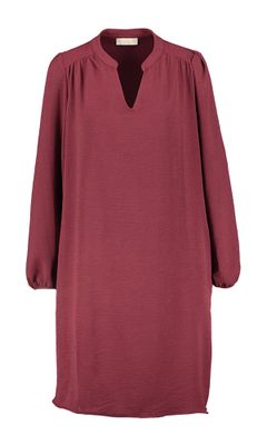 Bordeaux kleed met v-hals en lange mouwen Signe Nature