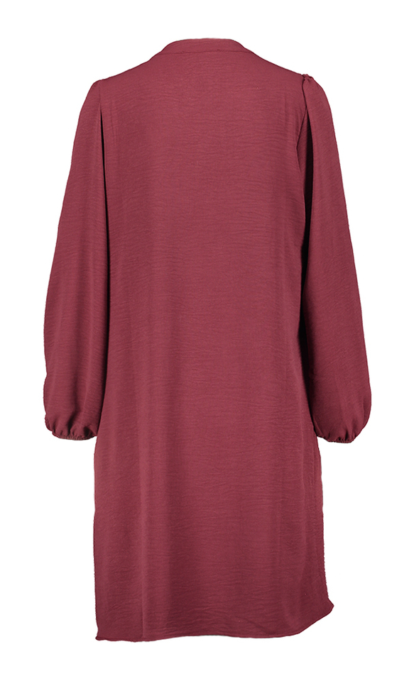 Bordeaux kleed met v-hals en lange mouwen Signe Nature 