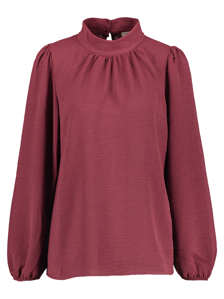 Bordeaux blouse met lange mouwen en rechtopstaande kraag Signe Nature