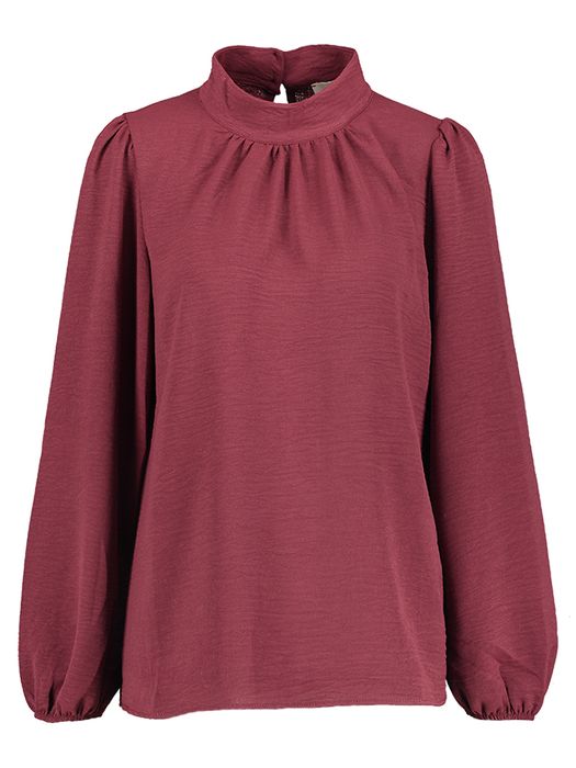 Bordeaux blouse met lange mouwen en rechtopstaande kraag Signe Nature
