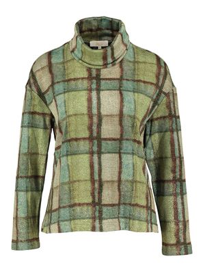 Groene pull in ruit motief met glitterdraad Signe Nature