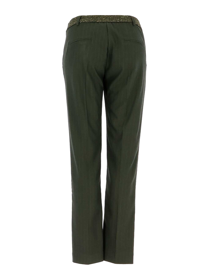 Kaki gestreepte broek Signe Nature