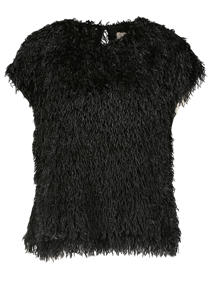 Zwarte blouse in pluimstructuur Signe Nature 