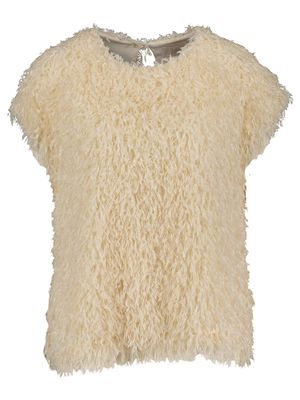 Ecrukleurige blouse in pluimstructuur Signe Nature