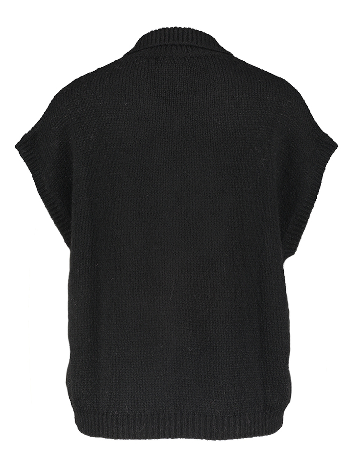 Zwarte mouwloze gilet met kraag Signe Nature