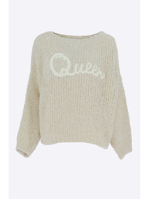 Beige pull met de letters Queen op de voorkant Signe Nature