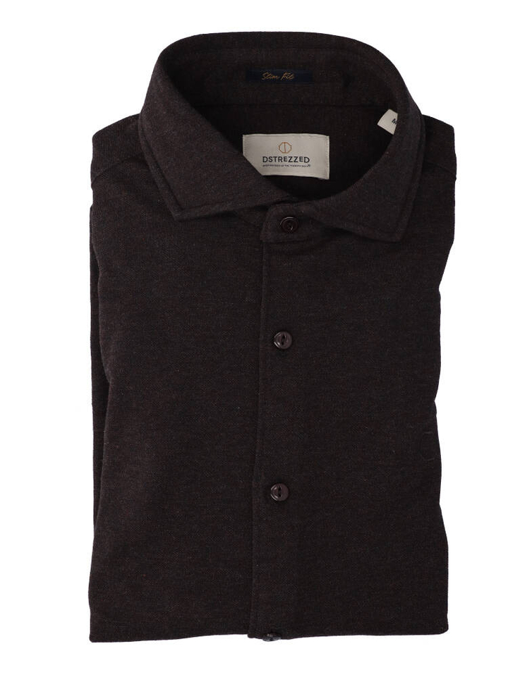 Donkerbruin katoenen hemd (regular fit) met lange mouwen Dstrezzed