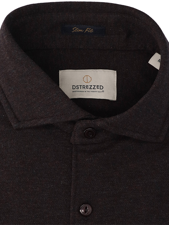 Donkerbruin katoenen hemd (regular fit) met lange mouwen Dstrezzed
