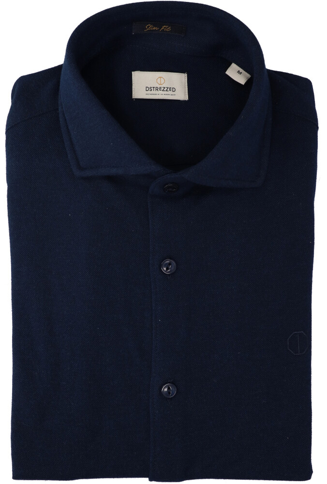 Donkerblauw katoenen hemd (regular fit) met lange mouwen Dstrezzed 