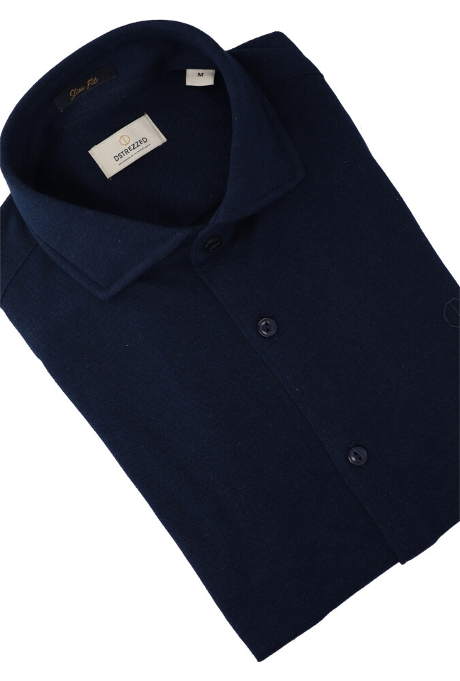 Donkerblauw katoenen hemd (regular fit) met lange mouwen Dstrezzed 