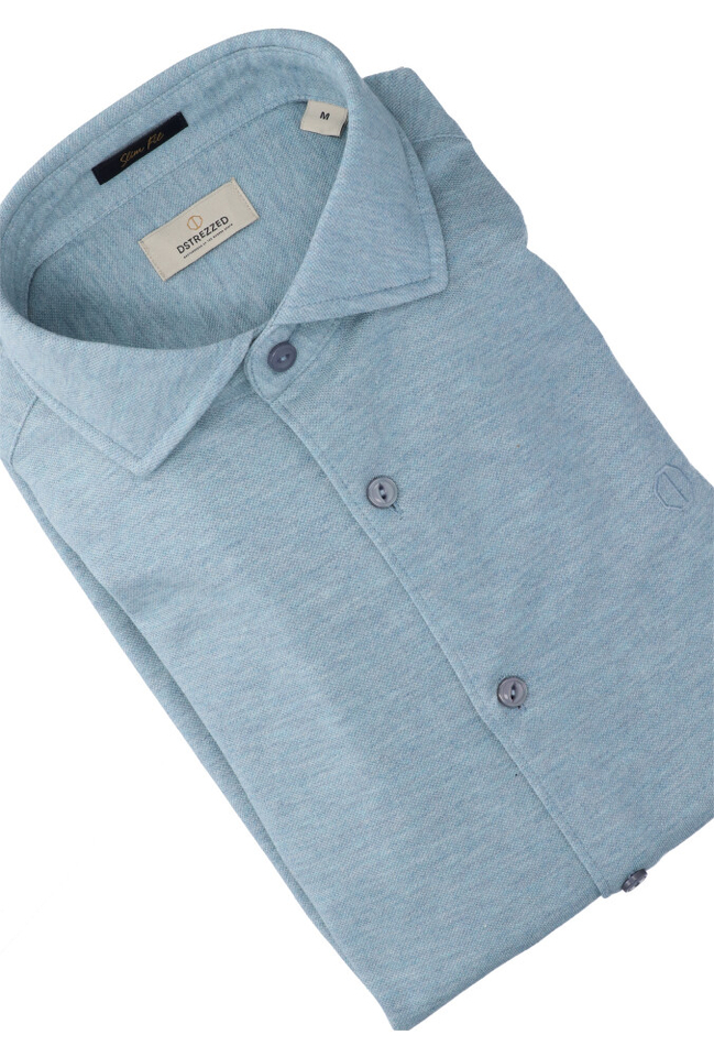 Muntgroene katoenen hemd (regular fit) met lange mouwen Dstrezzed