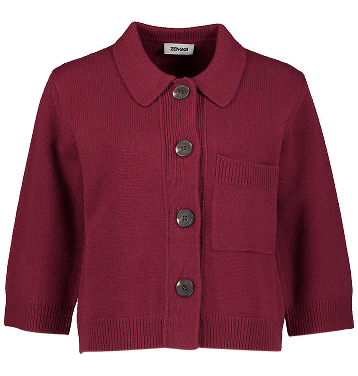 Bordeaux wollen gilet met knopen en opgestikte zak Zenggi 