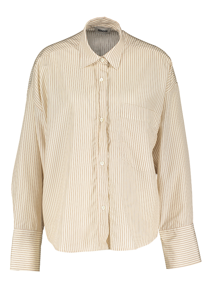 Ecrukleurige gestreepte blouse met lange mouwen Zenggi