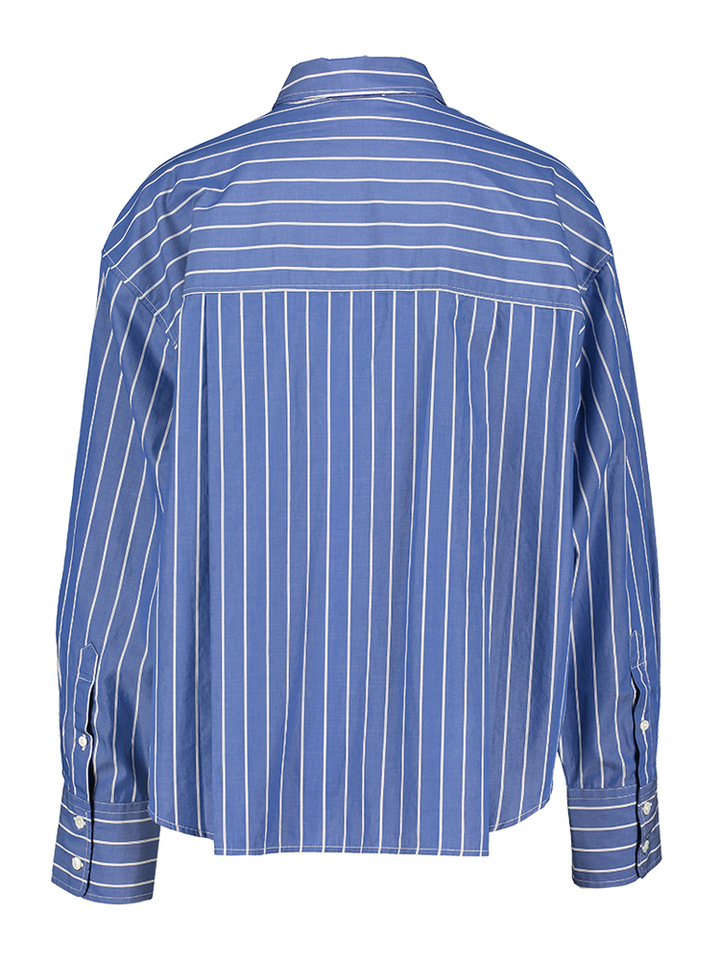 Blauwe gestreepte blouse met lange mouwen Zenggi