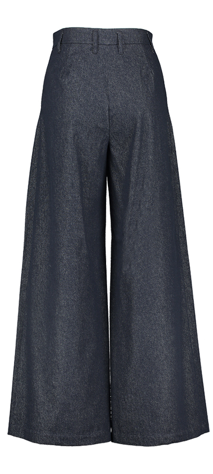 Donkerblauwe wijdvallende jeansbroek Zenggi