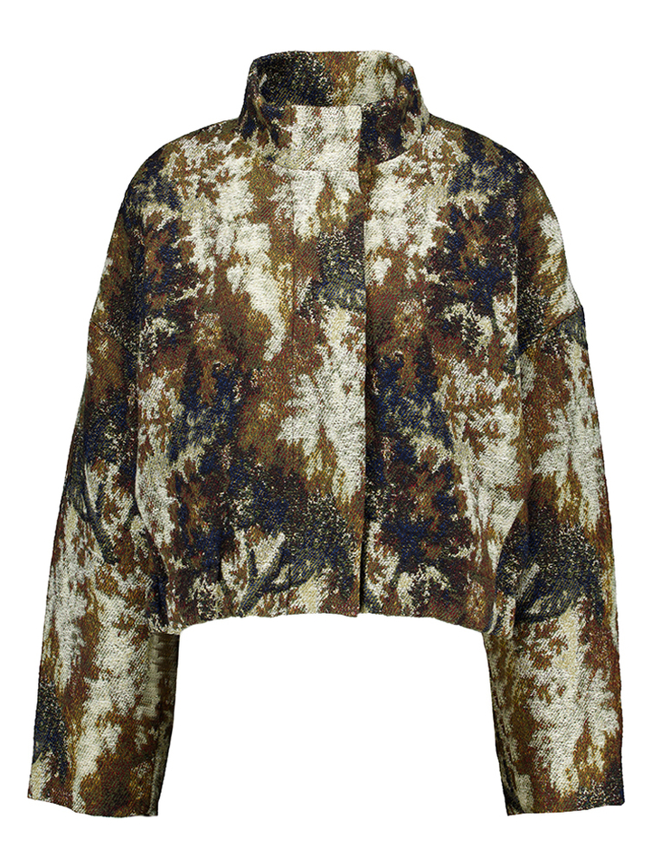 Multicolor jas met print en drukknopen Zenggi