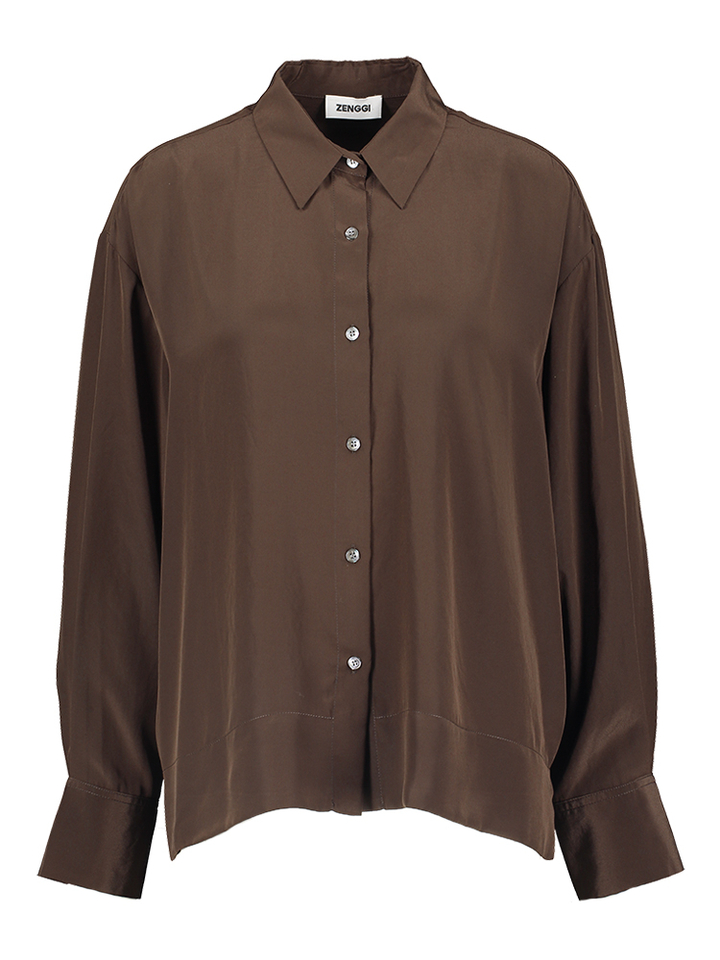 Bruine blouse met knopen en lange mouwen Zenggi 