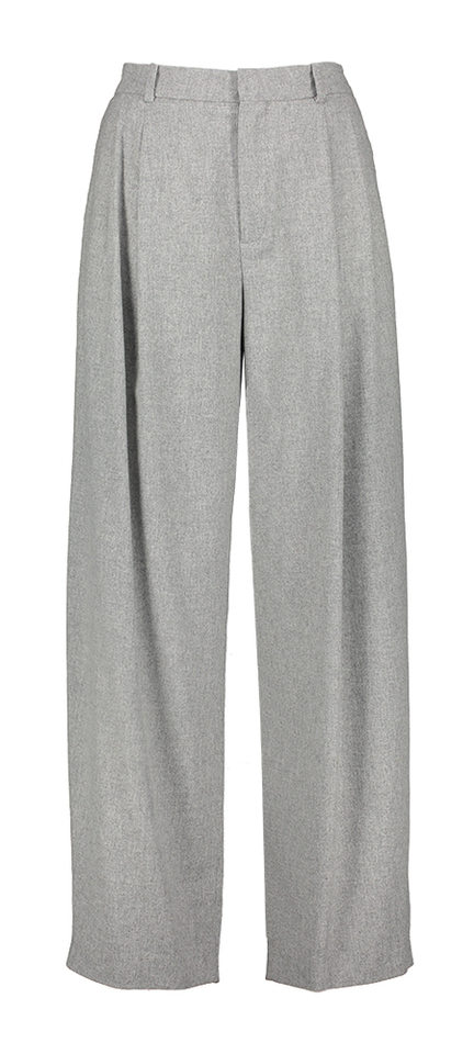 Grijze wijde wollen broek met bandplooiInk Drykorn