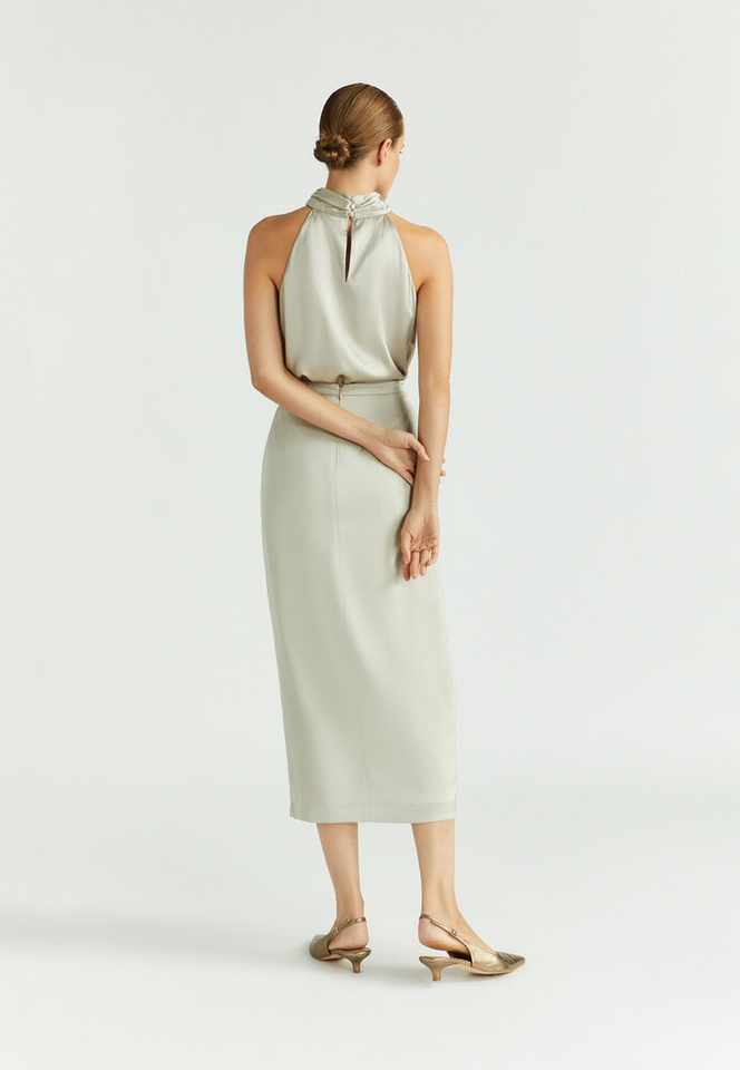 Taupe kleurige zijden etop Henar Xandres