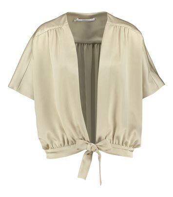 Taupe gilet met lint Hilaine Xandres