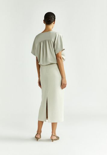 Taupe gilet met lint Hilaine Xandres