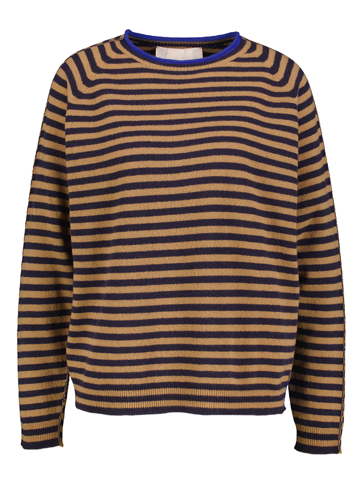 Camel kleurige trui met blauwe strepen Floor