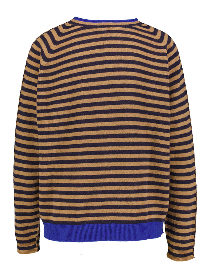 Camel kleurige trui met blauwe strepen Floor